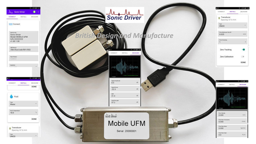 Le débitmètre Sonic Driver Mobile-UFM fonctionne avec  une application sur smartphone ou tablette